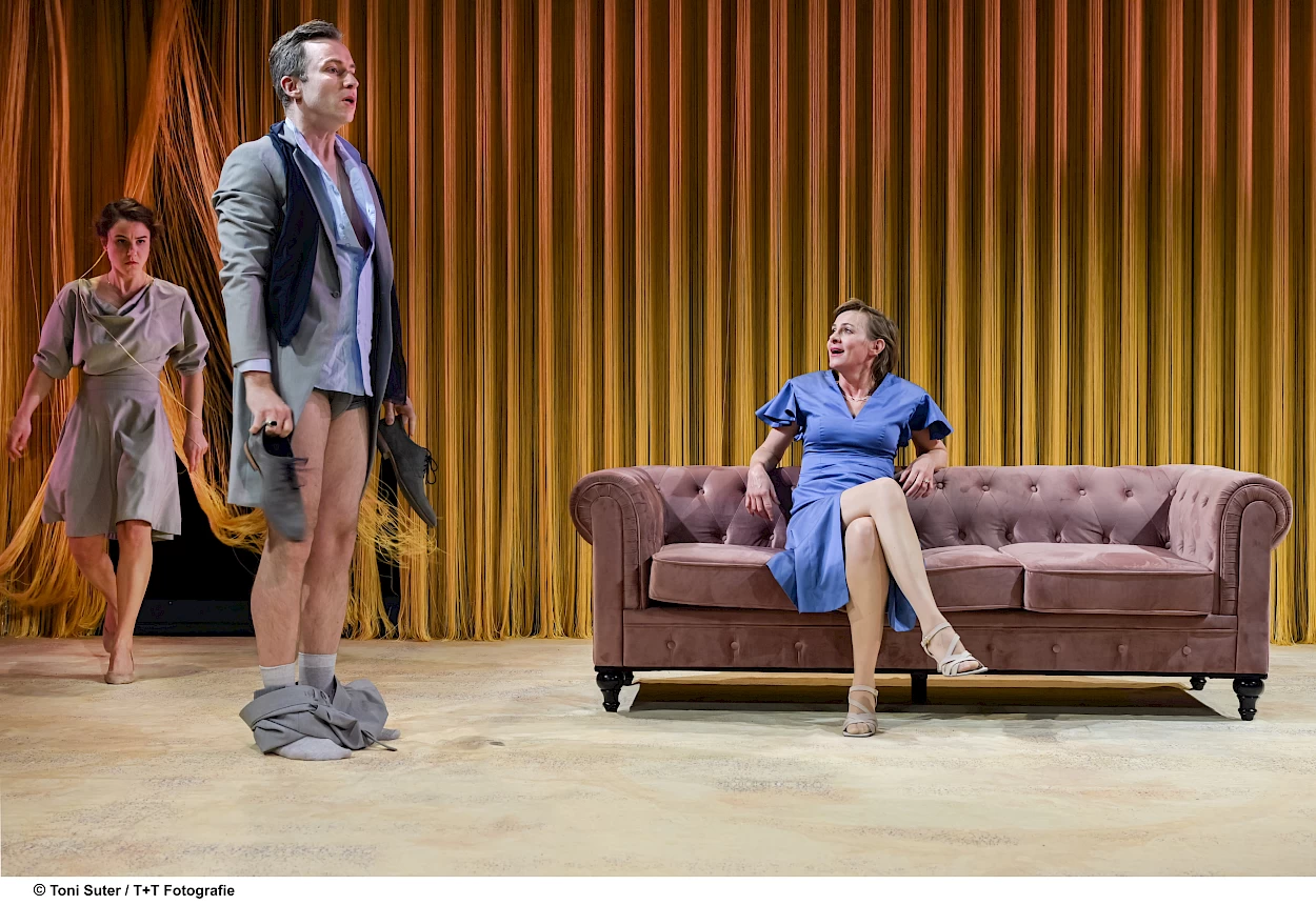 Die Erbschaft, Theater Kanton Zürich, Axel Julius Fündeling, Mia Lüscher, Miriam Wagner  | Foto: T + T Fotografie, Tanja Dorendorf